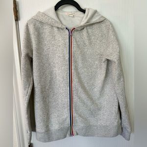 Crewcuts full zip hoodie, gray with rainbow detail. Size 16 girls